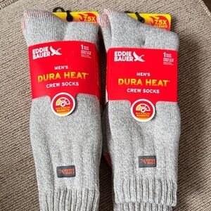 Eddie Bauer Men's Dura Heat Gray Crew Socks